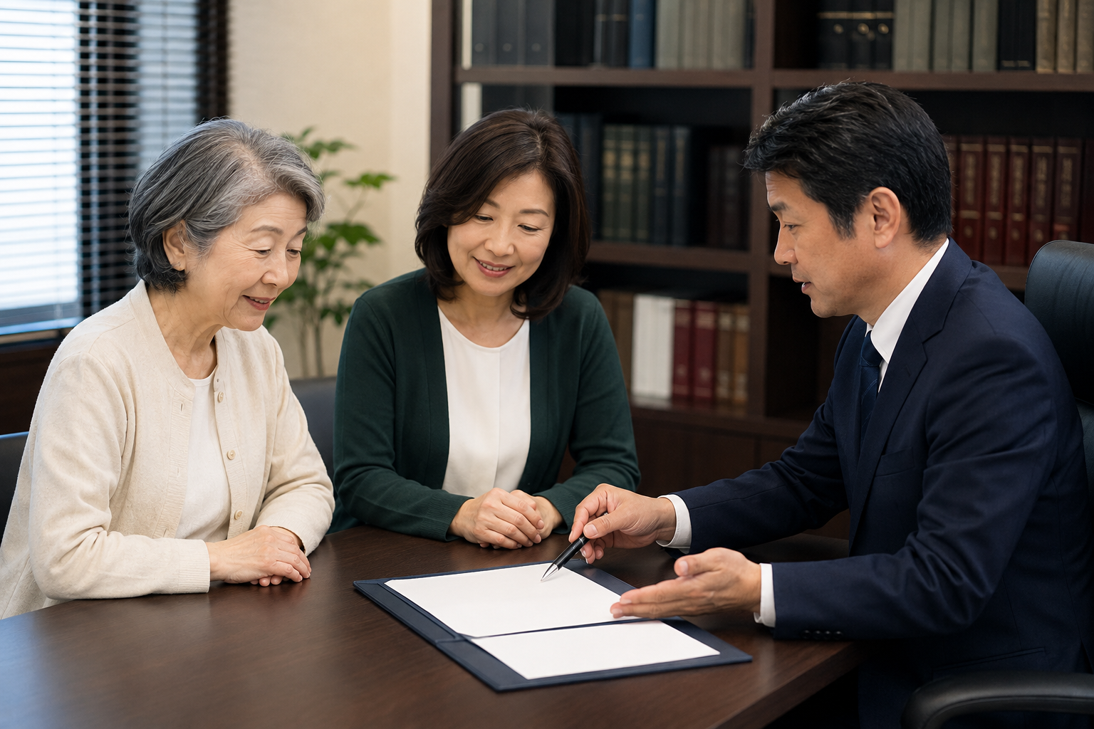 3人で任意後見契約の内容を確認する様子